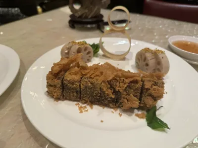 Golden Snowflake Beef with a crisp golden coating, served at The Eight in Grand Lisboa, Macau